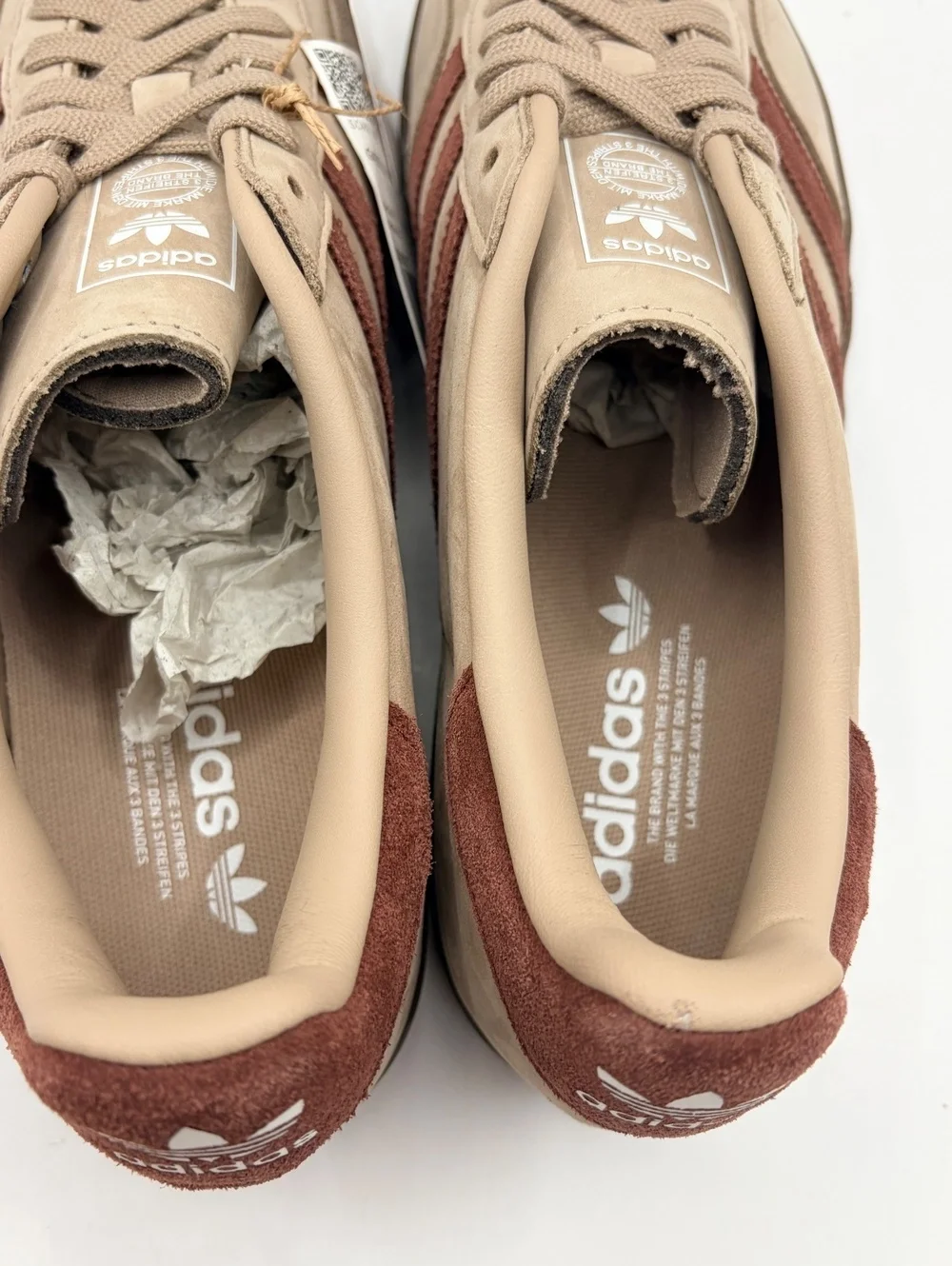 Adidas Gazelle Sneakers Beige and Brown Suede Size 8.5
